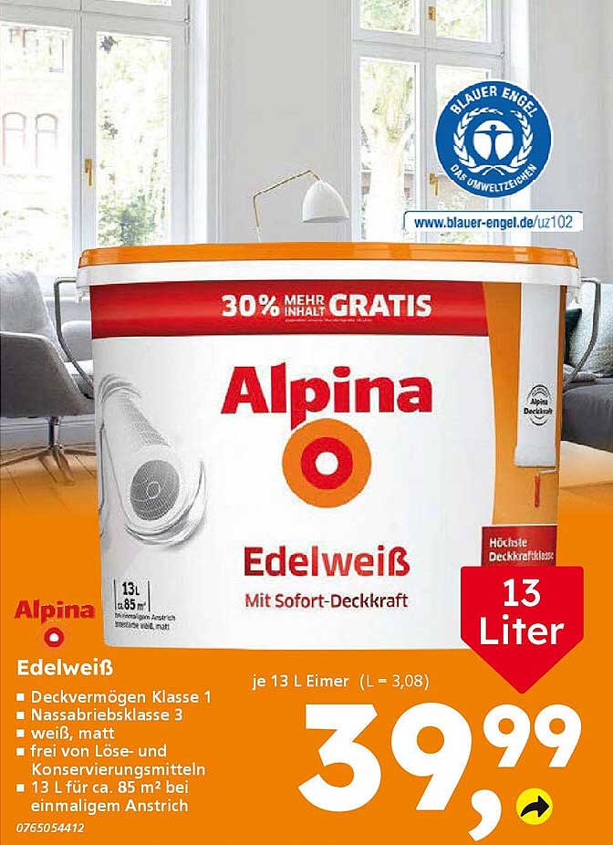Alpina Edelweiß - Wandfarbe mit Sofort-Deckerkraft