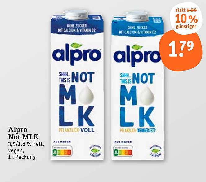 Alpro Not MLK 1 l - pflanzliche Milchalternative