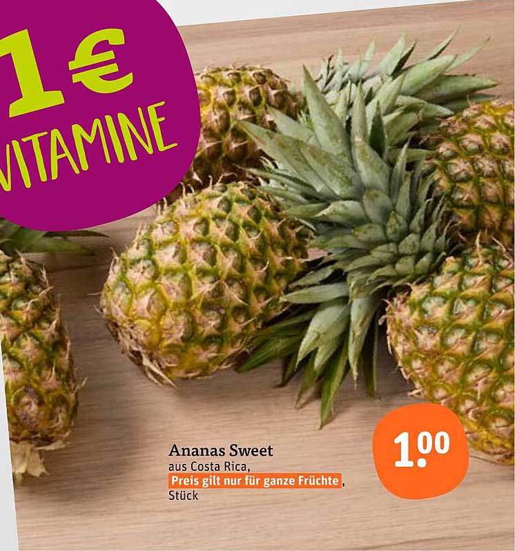 Ananas Sweet aus Costa Rica, Preis gilt nur für ganze Früchte, Stück