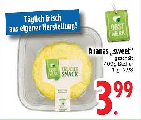 Ananas „sweet" geschält 400g Becher