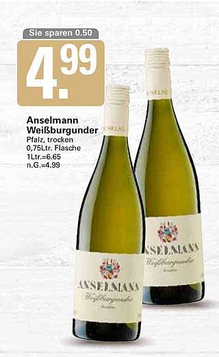 Anselmann Weißburgunder 0,75L Flasche - Pfalz, trocken