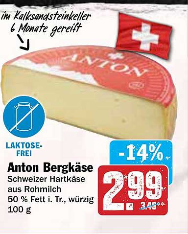 Anton Bergkäse - Schweizer Hartkäse aus Rohmilch