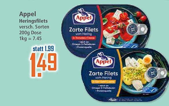 Appel Heringsfilets verschiedene Sorten 200g Dose