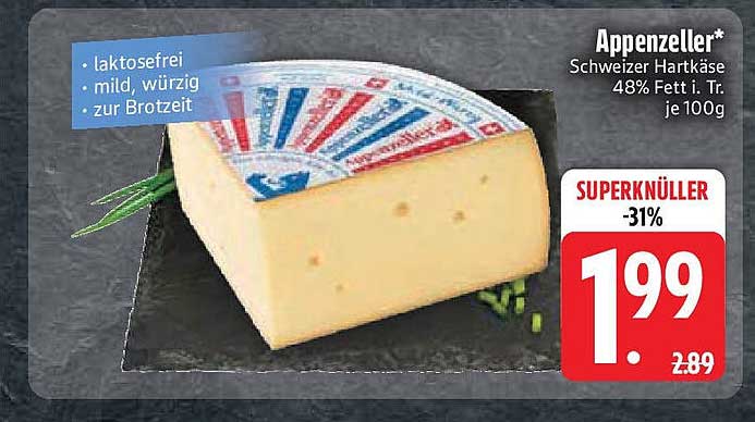 Appenzeller - Schweizer Hartkäse 48% Fett i. Tr.