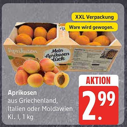Aprikosen aus Griechenland, Italien oder Moldawien Kl. I, 1 kg