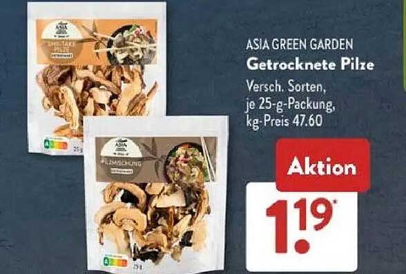 ASIA GREEN GARDEN Getrocknete Pilze – Verschiedene Sorten
