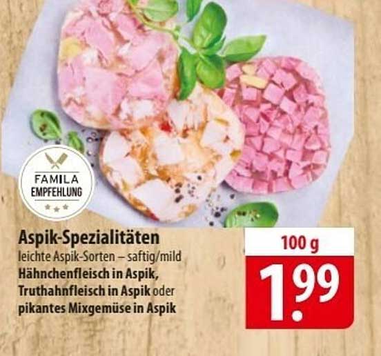 Aspik-Spezialitäten – leichte Aspik-Sorten – saftig/mild