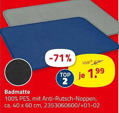 Badmatte 100% PES, mit Anti-Rutsch-Noppen
