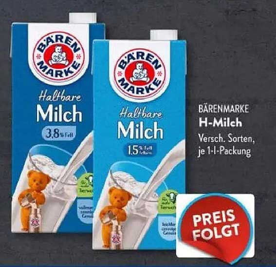 BÄRENMARKE H-Milch Halbfare Milch 1 l