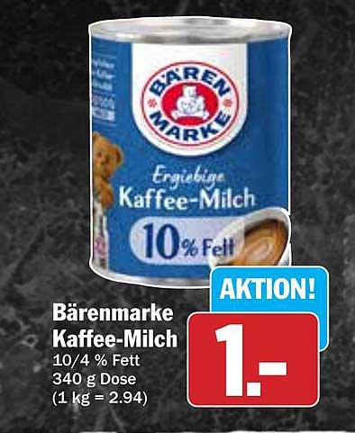 Bärenmarke Kaffee-Milch 340 g Dose - 10 % Fett