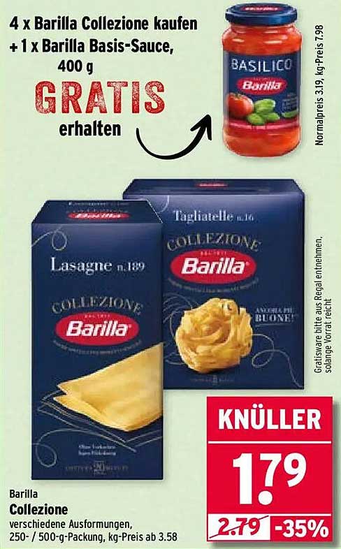Barilla Collezione Spaghetti und Pasta-Sauce im Mega-Angebot