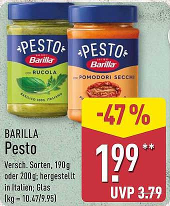 Barilla Pesto, verschiedene Sorten, 190g oder 200g, im Glas