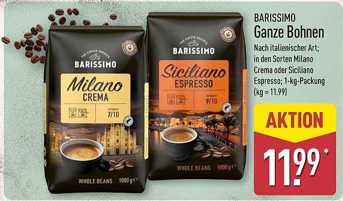 BARISSIMO Ganze Bohnen - Milano Crema oder Siciliano Espresso