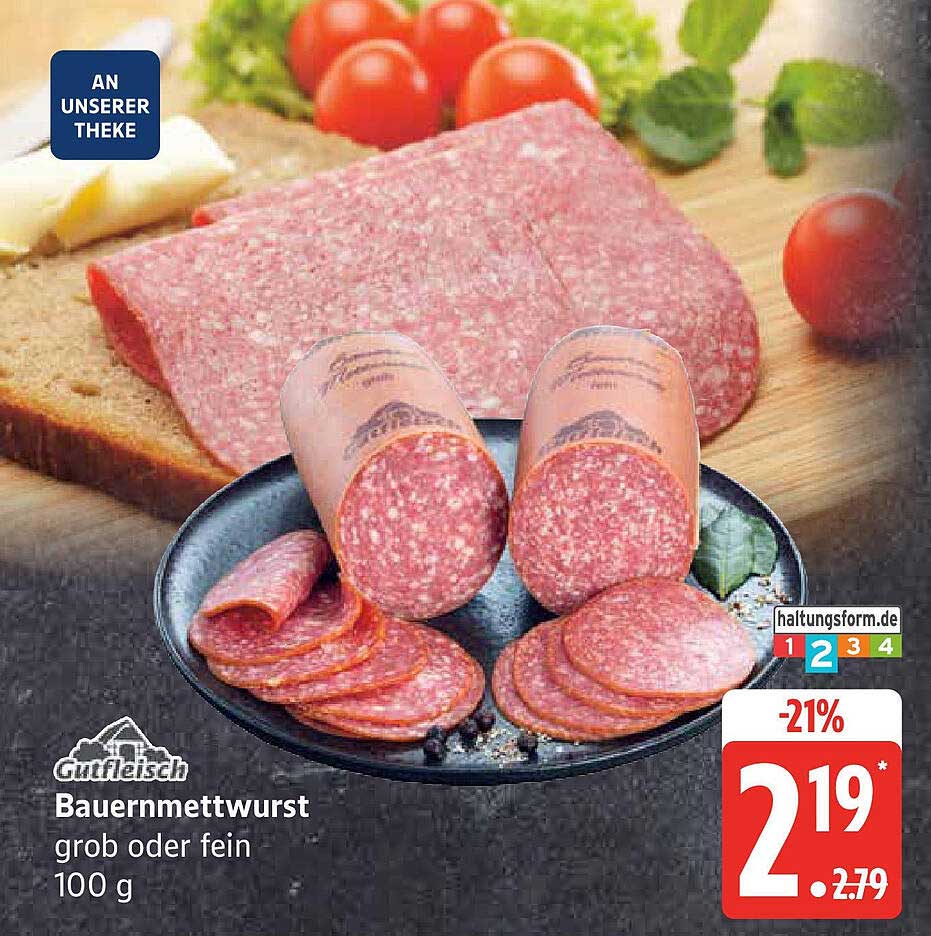 Bauernmettwurst grob oder fein 100 g