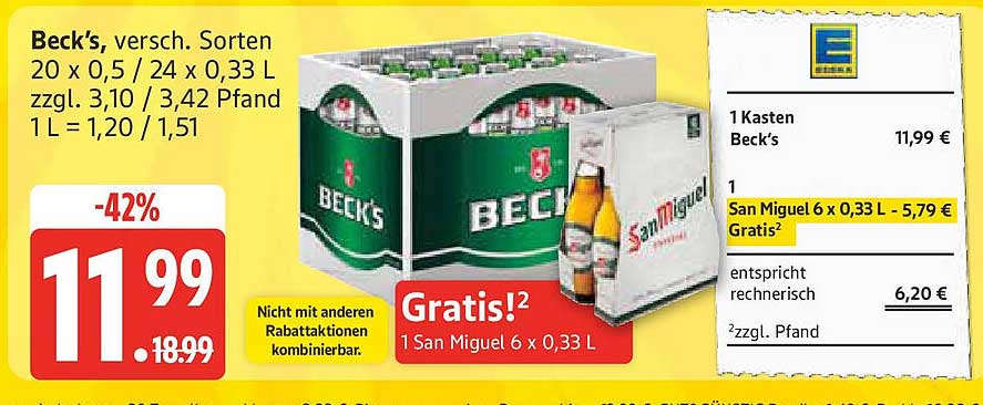 Beck's Bier Sortiment - 20 x 0,5 L oder 24 x 0,33 L