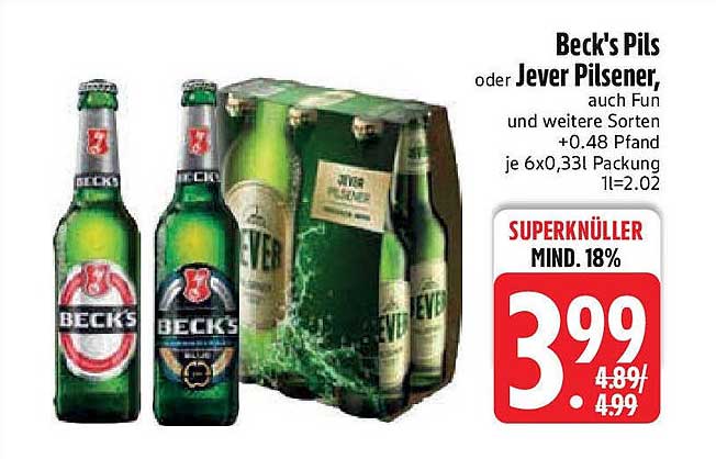 Beck's Pils oder Jever Pilsener - Super Angebot!