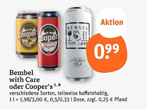 Bembel with Care oder Cooper's 1,8 verschiedene Sorten, teilweise koffeinhaltig