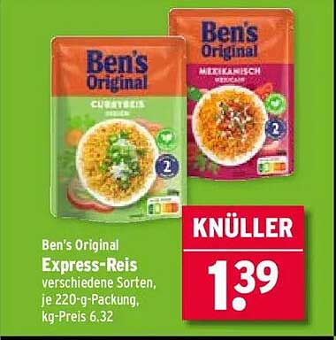Ben's Original Express-Reis – verschiedene Sorten, 220 g-Packung