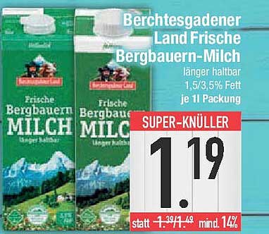 Berchtesgadener Land Frische Bergbauern-Milch 1 l
