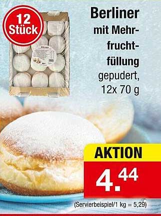 Berliner mit Mehrfruchtfüllung, 12 Stück, gepudert