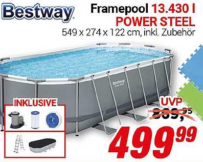 Bestway Framepool 13.430 l POWER STEEL 549 x 274 x 122 cm, inkl. Zubehör