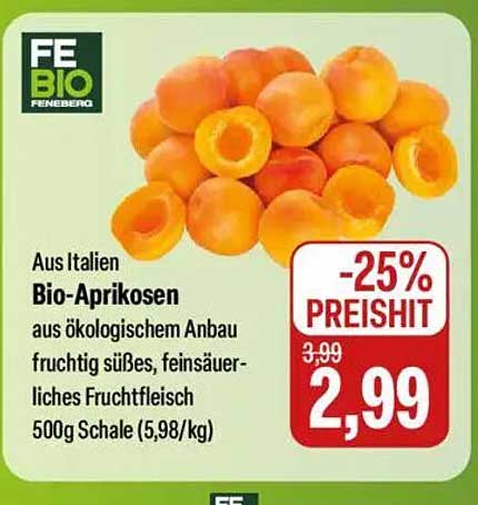 Bio-Aprikosen 500g Schale - 25% Preisnachlass!