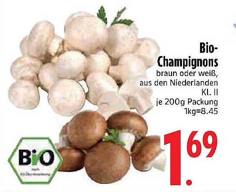 Bio-Champignons braun oder weiß, aus den Niederlanden