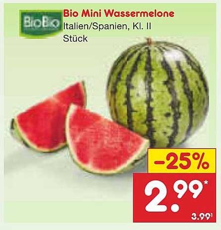 Bio Mini Wassermelone Italien/Spanien, Kl. II Stück