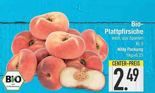 Bio-Plattpfirsiche weiß, aus Spanien, 400g Packung