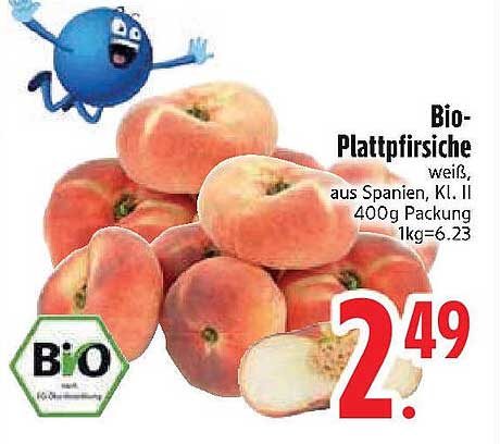 Bio-Plattpfirsiche weiß, aus Spanien, 400g Packung