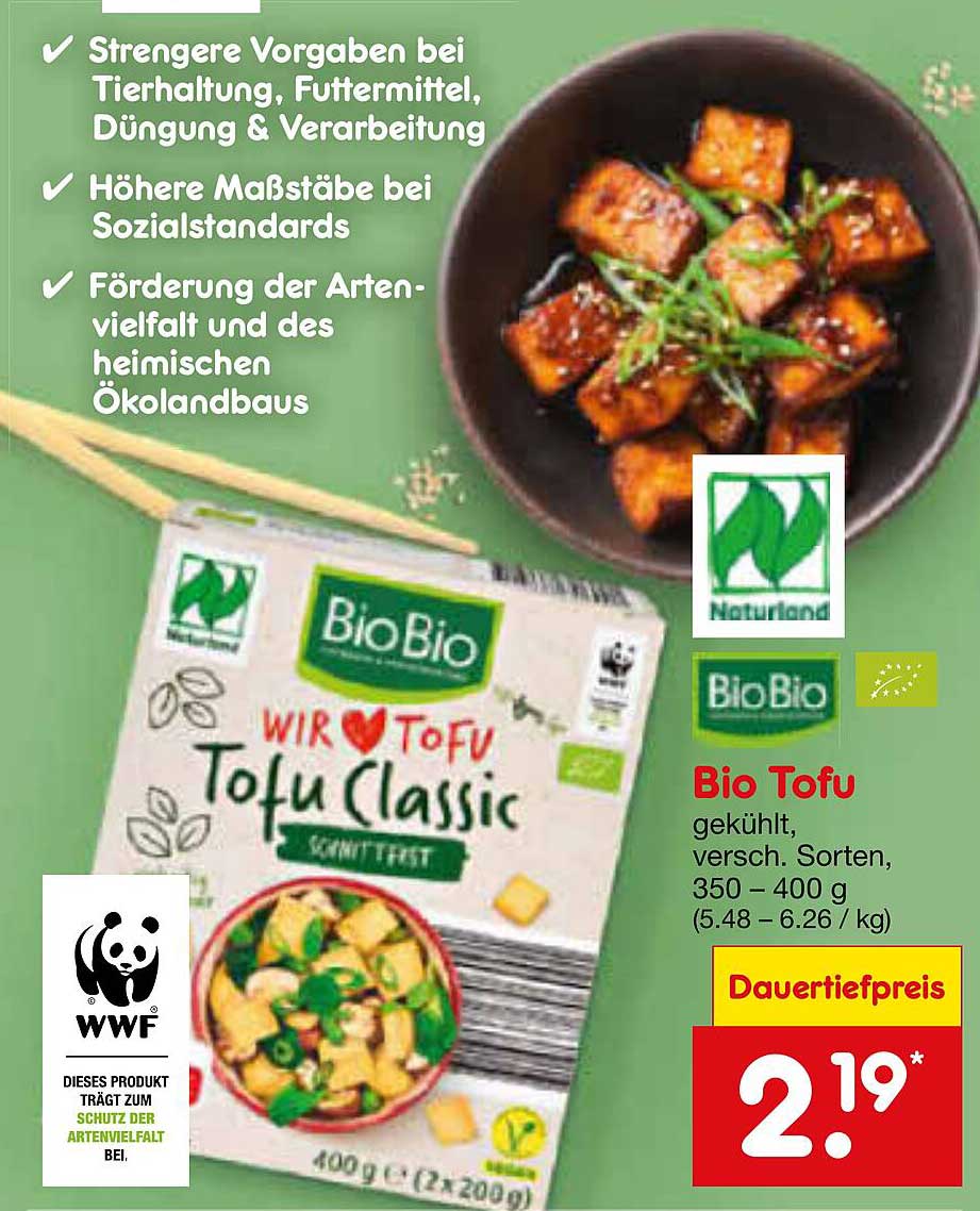 Bio Tofu, kühl, 400 g, verschiedene Sorten