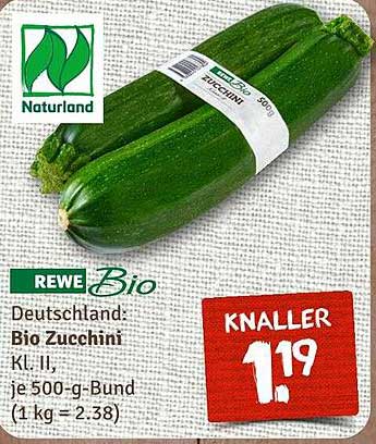 Bio Zucchini KL II - je 500-g-Bund