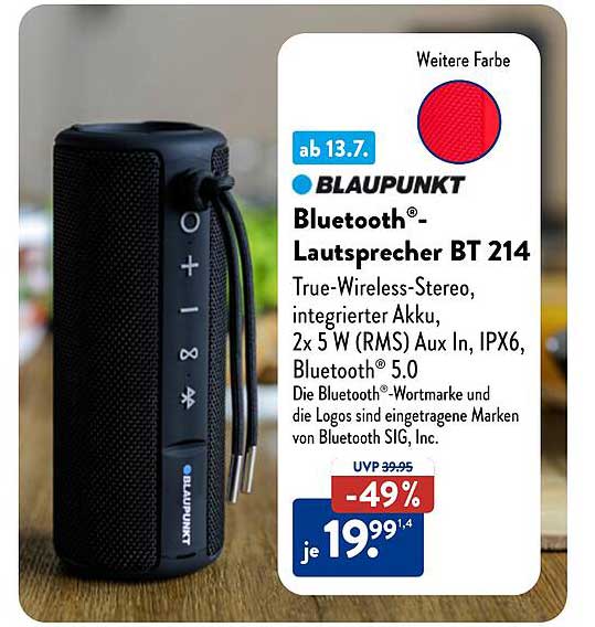 BLAUPUNKT® Bluetooth®-Lautsprecher BT 214