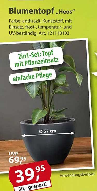 Blumentopf "Heos" 2in1-Set mit Pflanzeinsatz