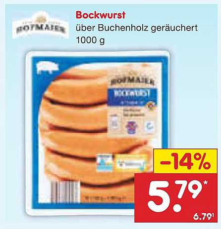 Bockwurst über Buchenholz geräuchert 1000 g