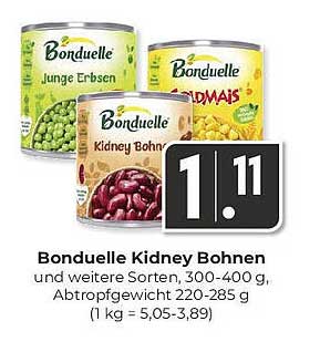 Bonduelle Kidney Bohnen und weitere Sorten, 300-400 g, Abtropfgewicht 220-285 g