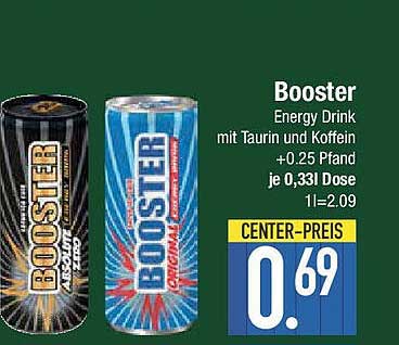 Booster Energy Drink mit Taurin und Koffein