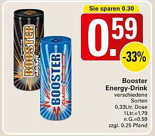 Booster Energy-Drink verschiedene Sorten