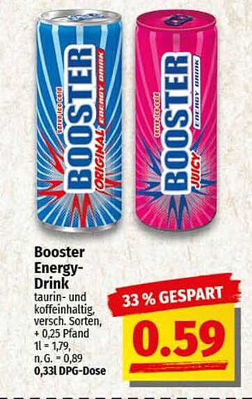 Booster Energy-Drink - verschiedene Sorten