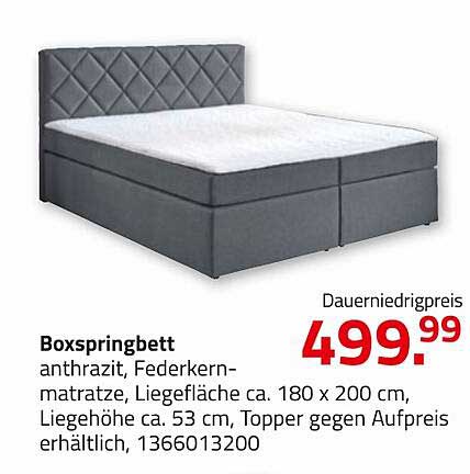 Boxspringbett anthrazit mit Federkernmatratze