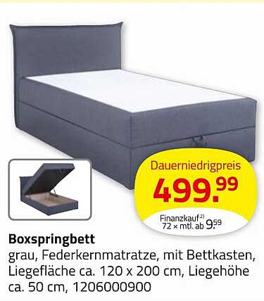 Boxspringbett grau mit Bettkasten, Federkernmatratze – Komfort für Ihr Schlafzimmer