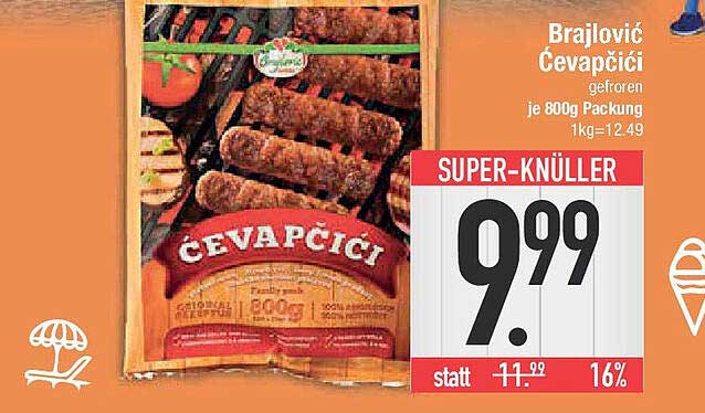 Brajlović Čevapčići gefroren, je 800g Packung