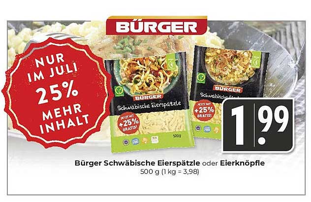 Bürger Schwäbische Eierspätzle oder Eierknöpfle
