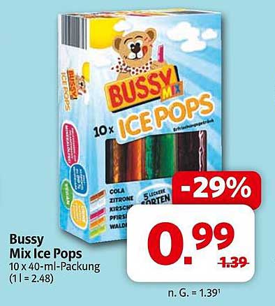 Bussy Mix Ice Pops - 10 x 40-ml-Packung