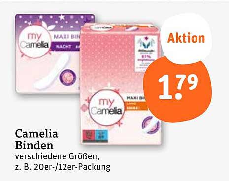 Camelia Binden, verschiedene Größen, z. B. 20er-/12er-Packung