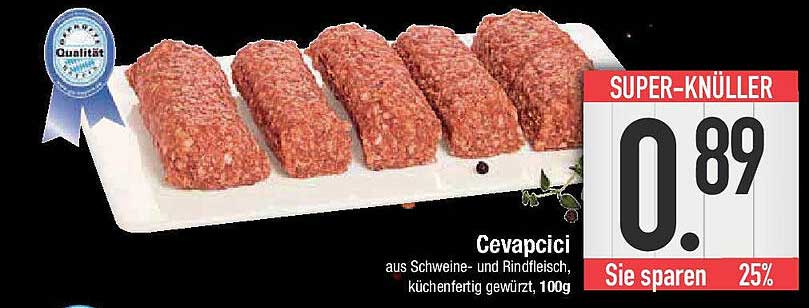Cevapcici aus Schweine- und Rindfleisch, küchenfertig gewürzt, 100g
