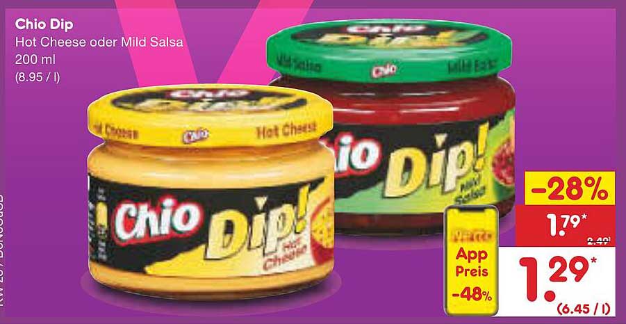 Chio Dip Hot Cheese oder Mild Salsa 200 ml