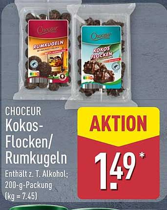 CHOCEUR Kokos-Flocken/Rumkugeln 200-g-Packung