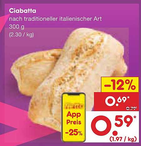 Ciabatta nach traditioneller italienischer Art 300 g