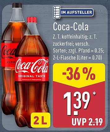 Coca-Cola 2-Liter-Flasche - 36% Rabatt!